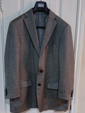 Hart Schaffner Marx Loro Piana 100% Cashmere Blazer Grey Herringbone 46L